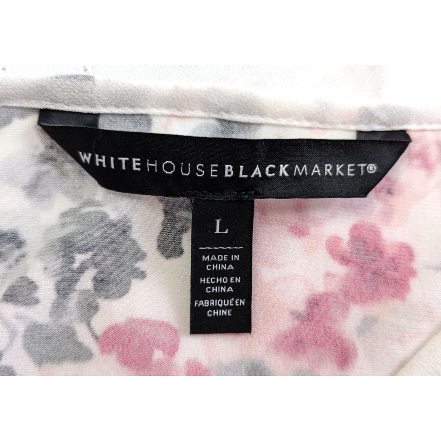 WHITE HOUSE BLACK MARKET White & Pink Floral Sequin Overlay Tank Coquette Size L