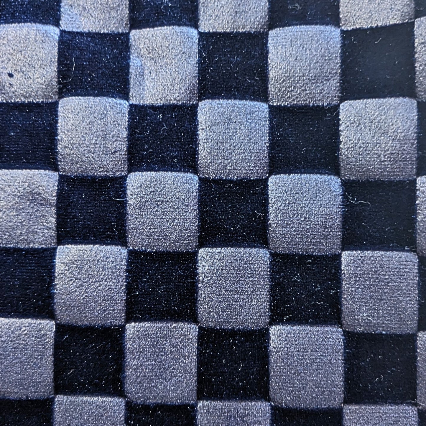 Vtg 70s BOBO TANNER NC Royal Blue Checkerboard Velour Mini Dress Girls Size 10