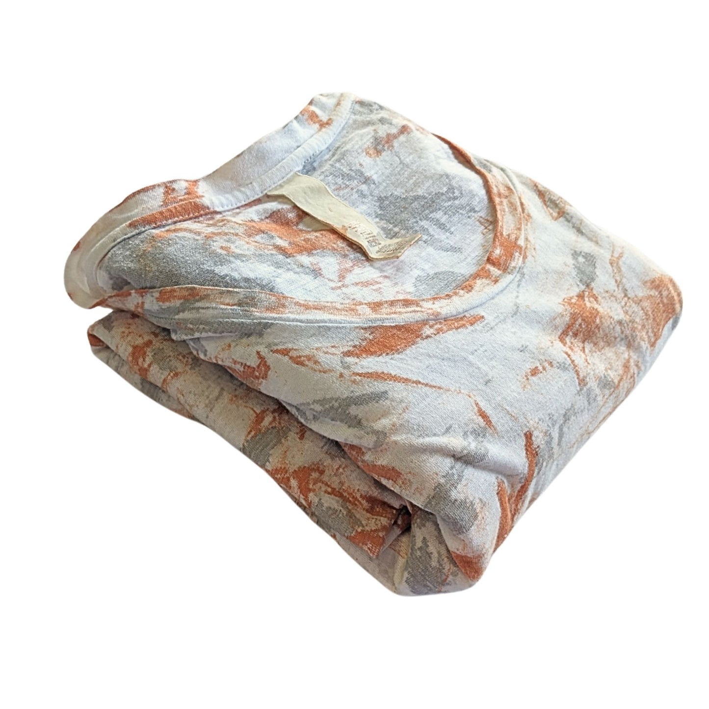 GILDA MIDANI Orange Cream & Gray Splatter Tie Dye 100% Cotton SS Maxi Dress Sz M
