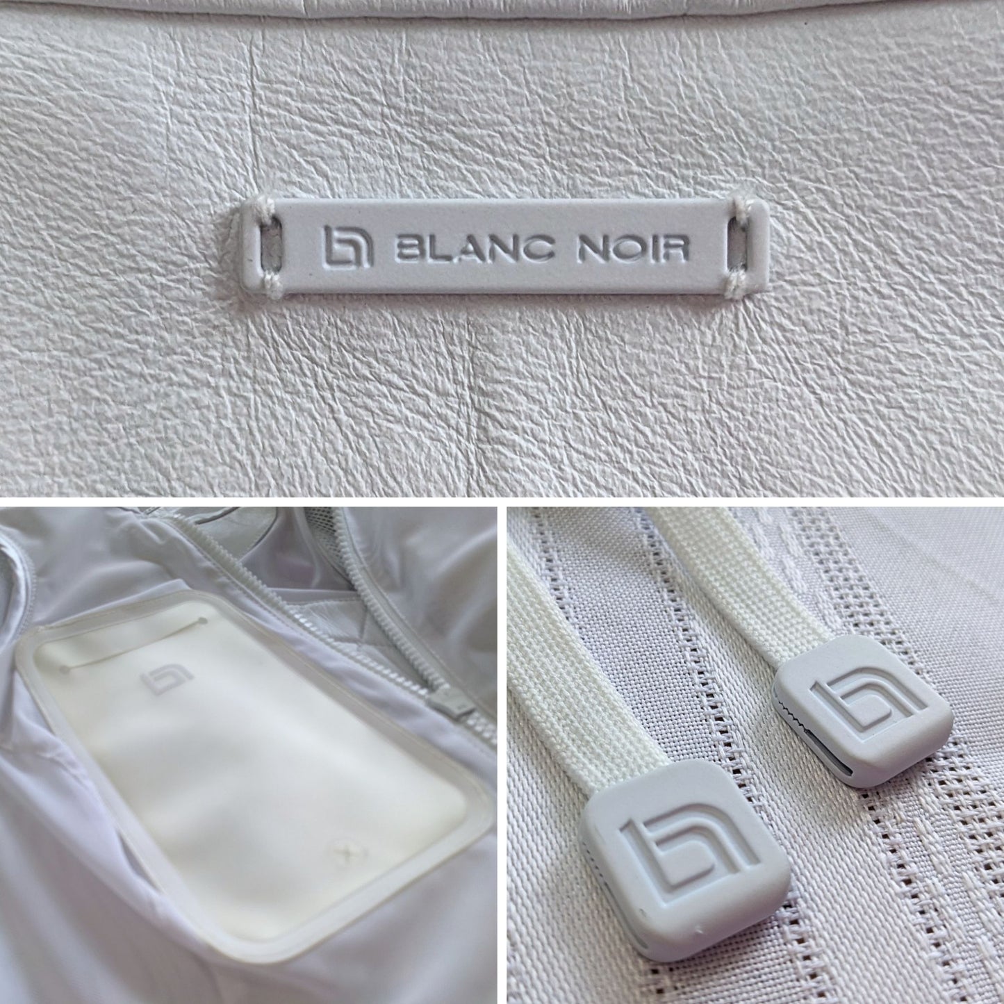 BLANC NOIR White Leather Quilted Mesh Moto Jacket w/ Phone Pocket BLJ77900 Sz L