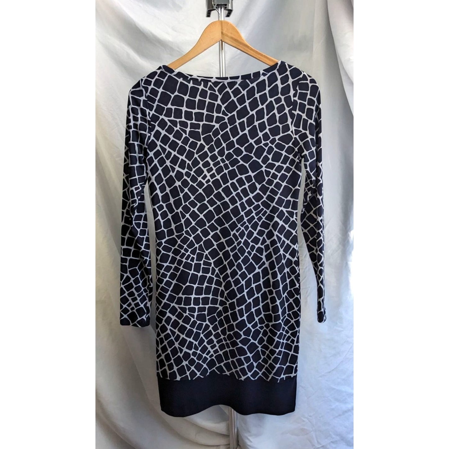 MICHAEL MICHAEL KORS Blue Shift Dress LongSleeve Animal Print Croc Giraffe Sz XS