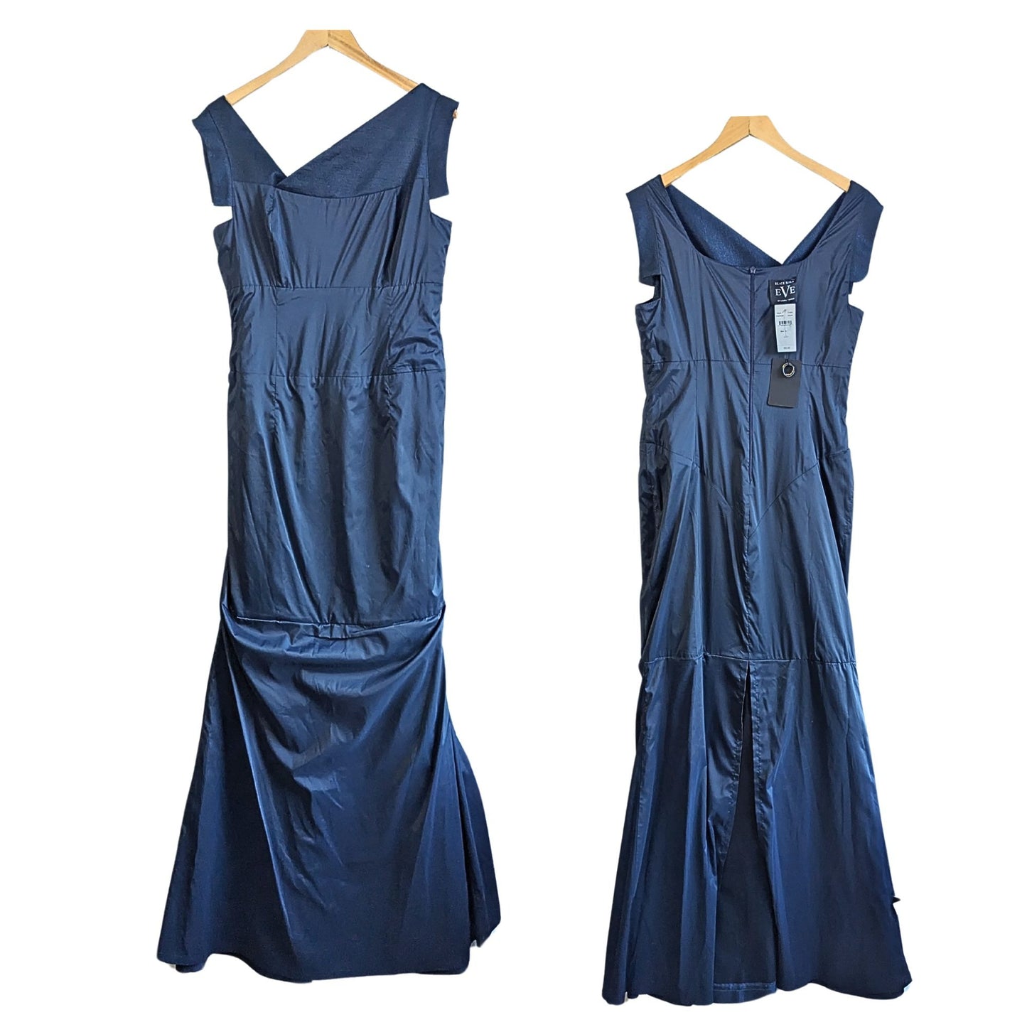 NWT BLACK HALO Eve Laurel Berman Jackie O Bouvier Maxi Gown Eclipse Blue Sz 12