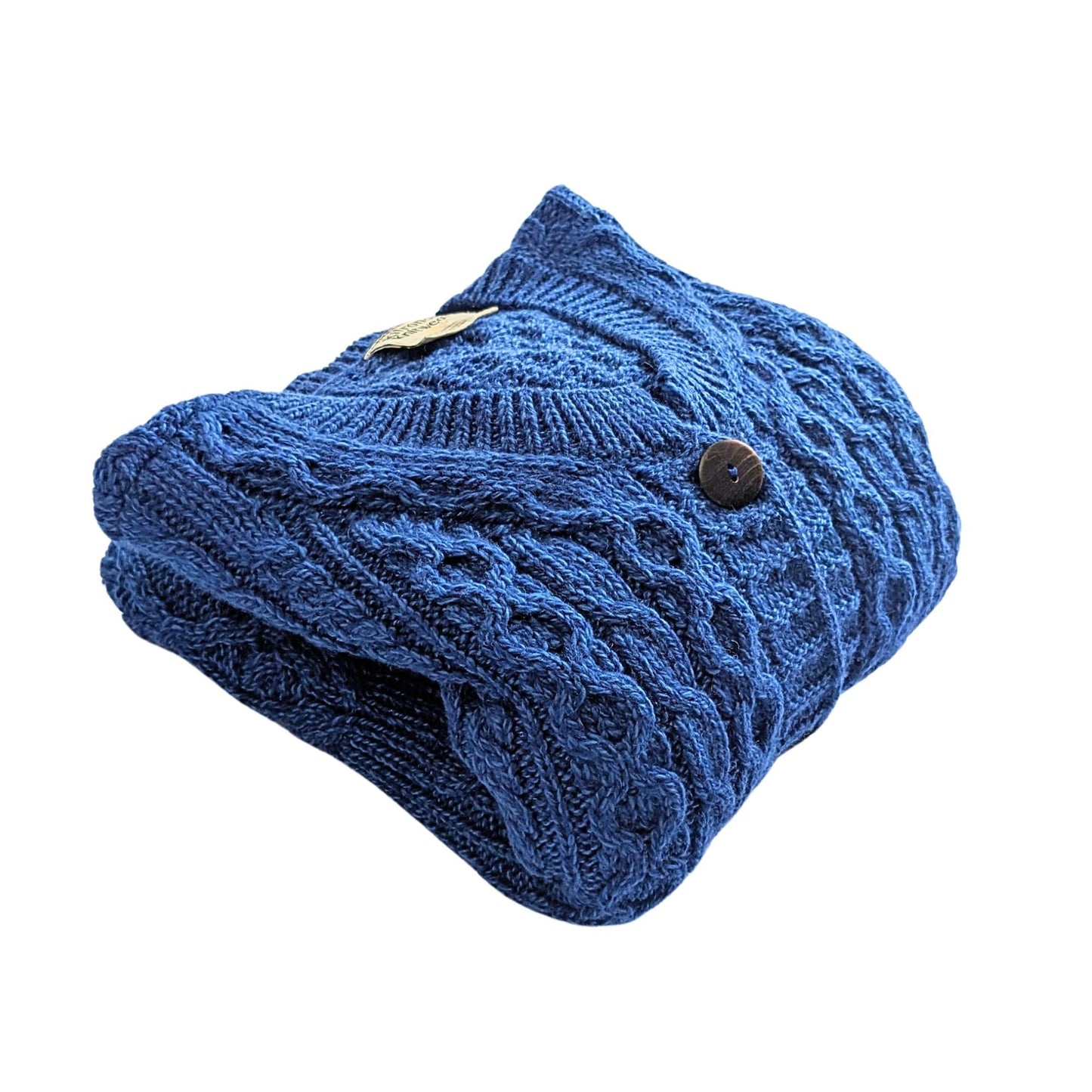 KILRONAN Blue Marl Irish Merino Wool Chunky Knit A-Line Cardigan Sz XL