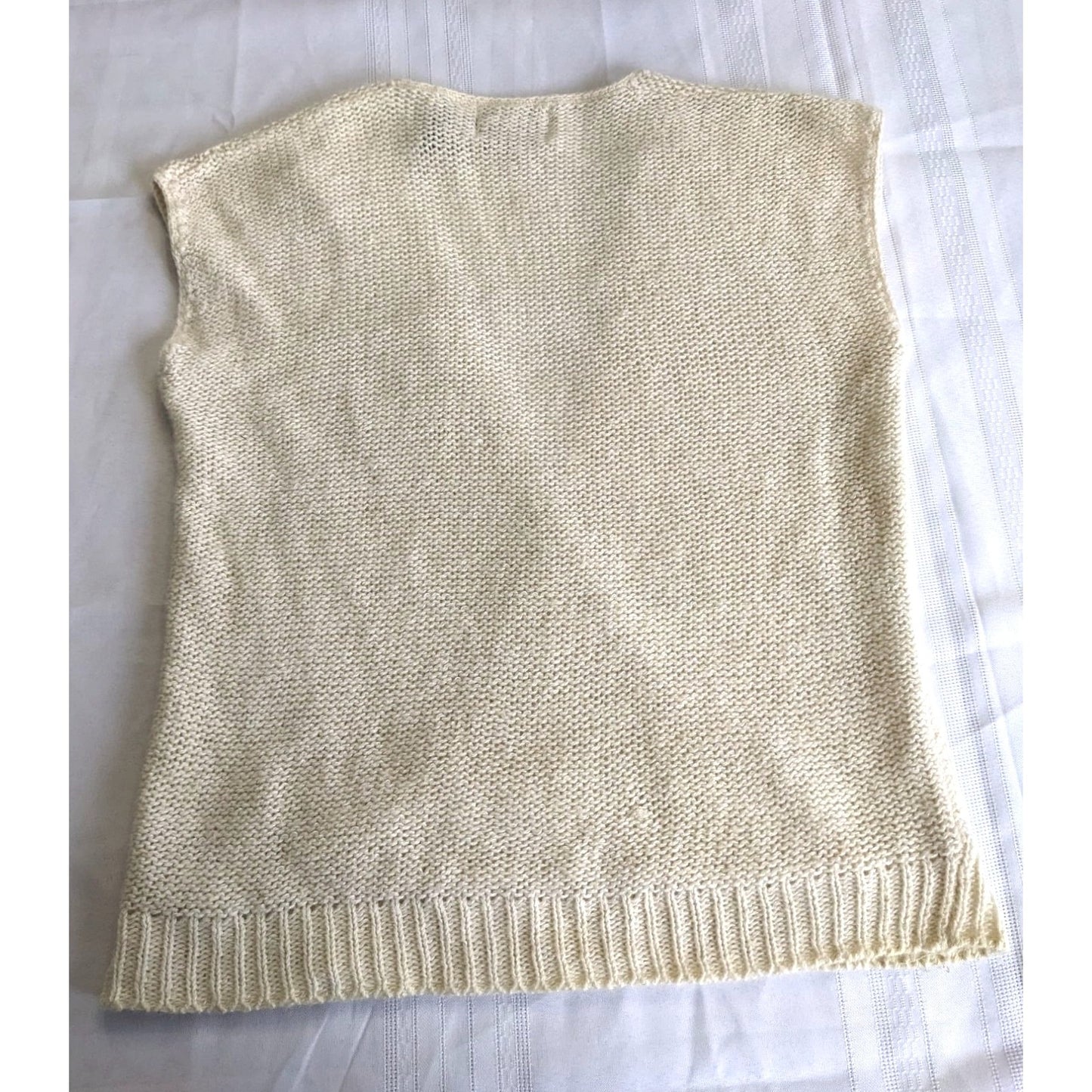 Vintage 80s T.Q. Angora Lambs Wool Blend Ivory Knit Sweater Vest Lagenlook Sz S