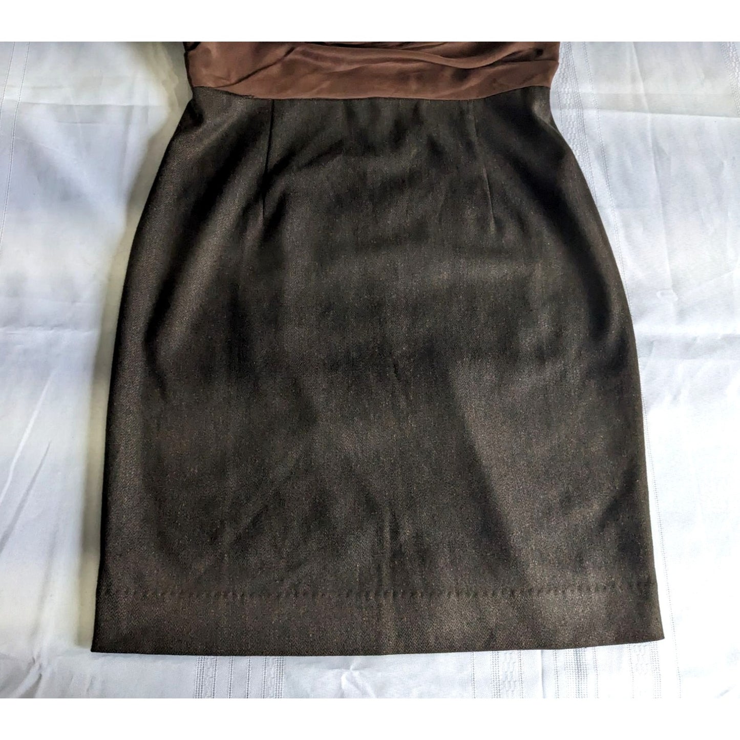 Anthropologie HUTCH Brown Sleeveless Silk Midi Dress Herringbone V-Neck Size 10