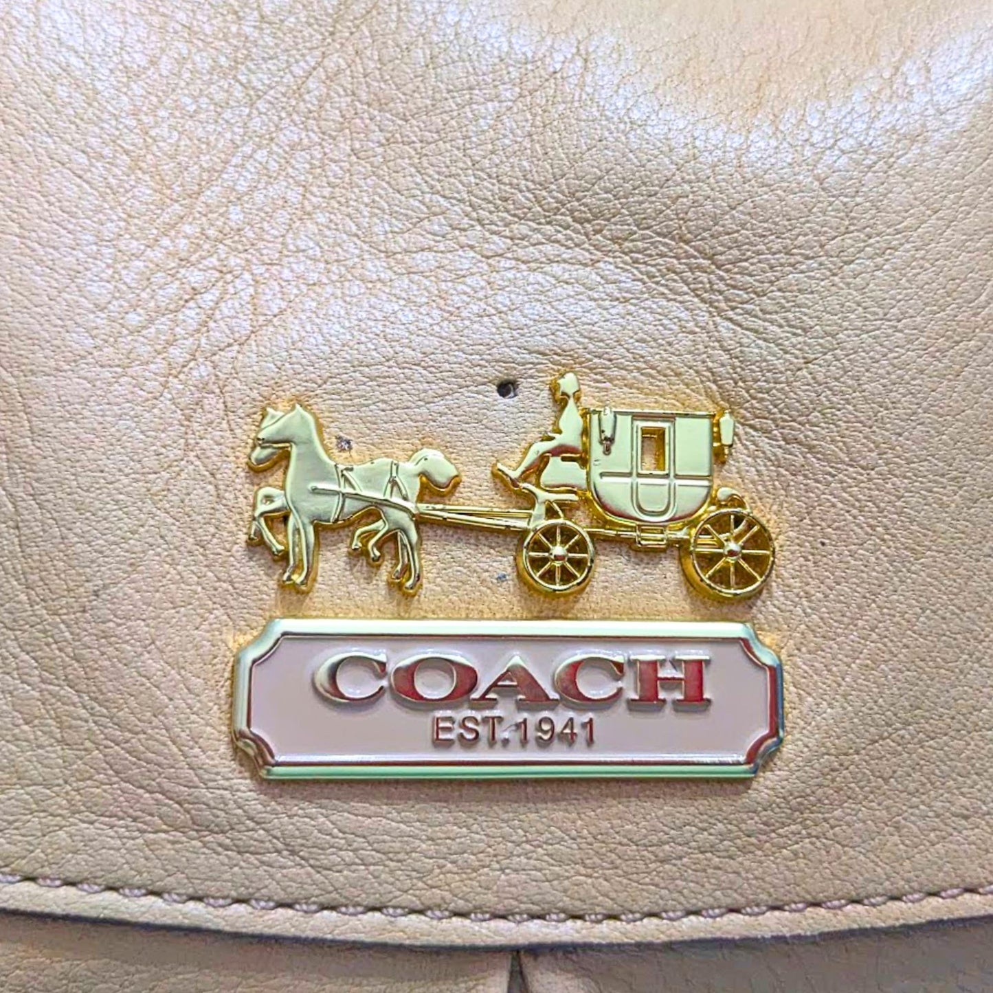 Vintage 2008 NWOT COACH Beige Madison Sabrina Beige & Gold Large Satchel