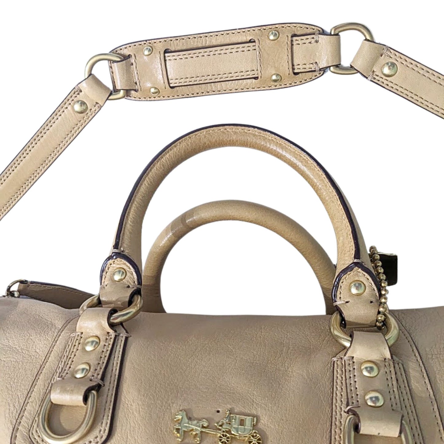 Vintage 2008 NWOT COACH Beige Madison Sabrina Beige & Gold Large Satchel
