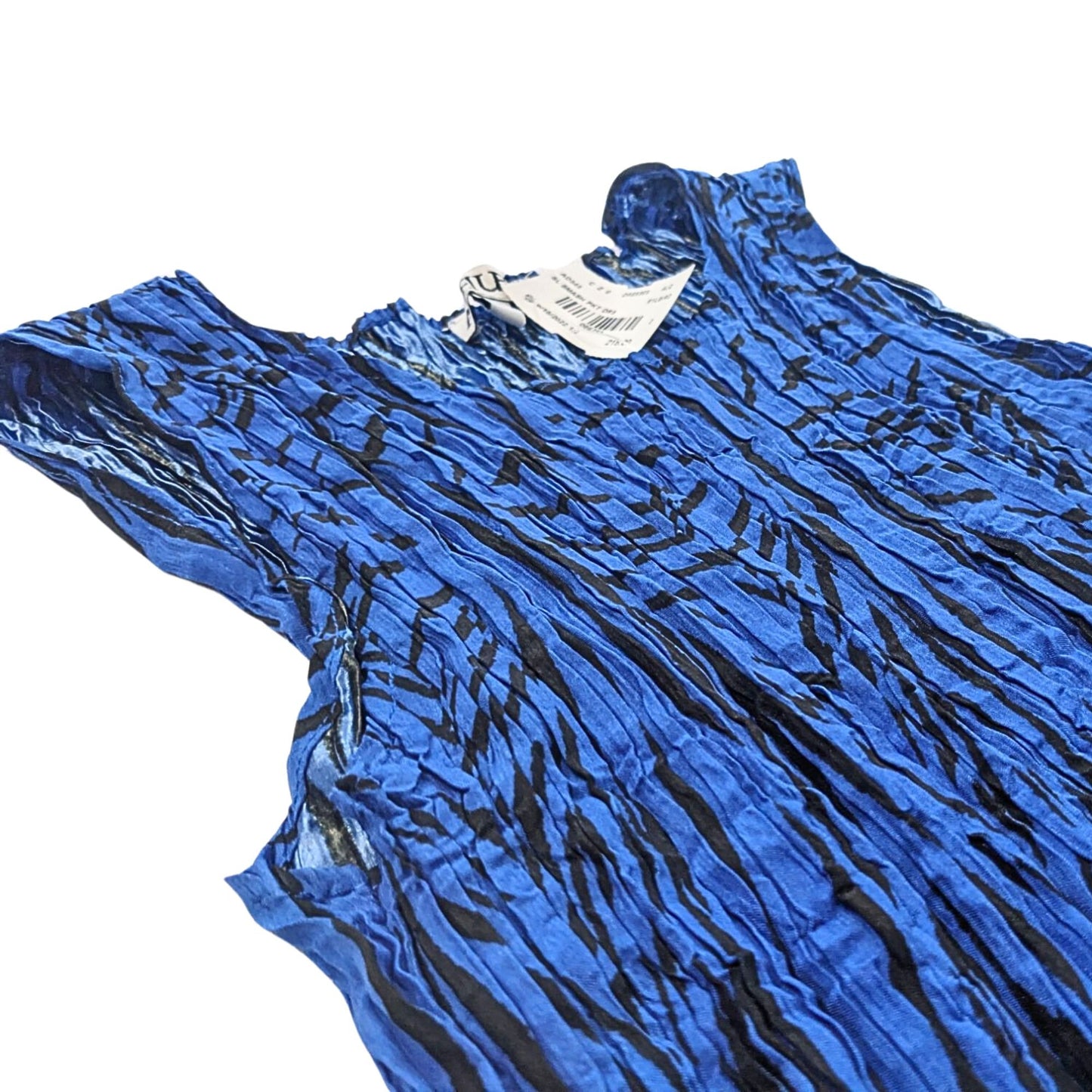 NWT ALQUEMA Blue Black Royal Bird Smash Pocket Travel Midi Dress Size 2/Large
