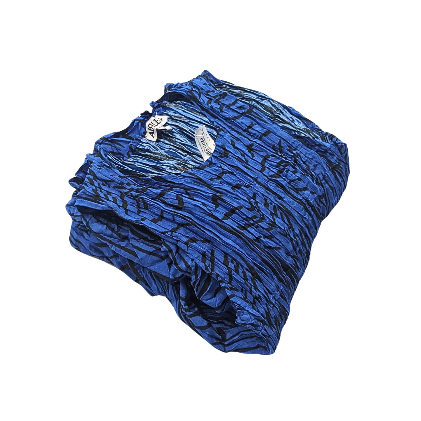 NWT ALQUEMA Blue Black Royal Bird Smash Pocket Travel Midi Dress Size 2/Large