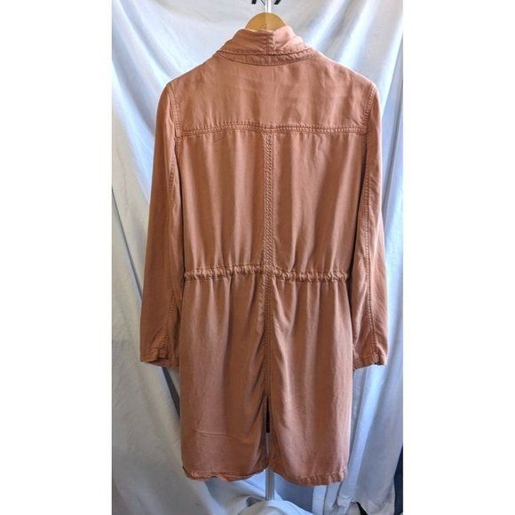 MAX JEANS 100% Tencel Soft Apricot Duster Jacket Drawcord Drape w/Pockets Size L