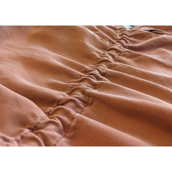 MAX JEANS 100% Tencel Soft Apricot Duster Jacket Drawcord Drape w/Pockets Size L
