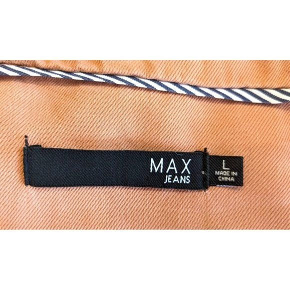 MAX JEANS 100% Tencel Soft Apricot Duster Jacket Drawcord Drape w/Pockets Size L