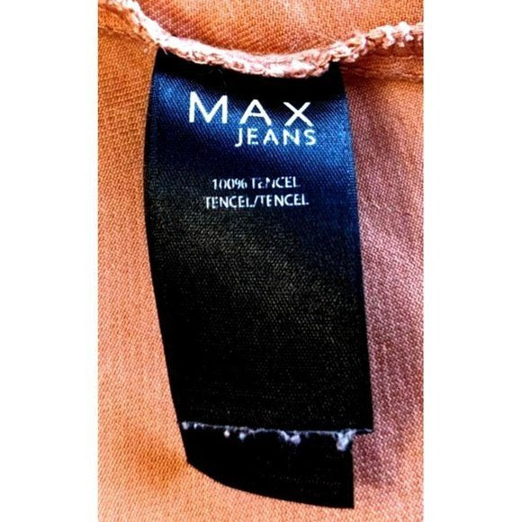 MAX JEANS 100% Tencel Soft Apricot Duster Jacket Drawcord Drape w/Pockets Size L