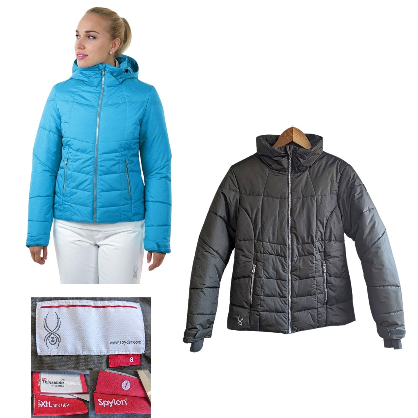 SPYDER Green Alia Thinsulate Mock Neck 10k/10k Puffer Ski Jacket 144104 Size 8