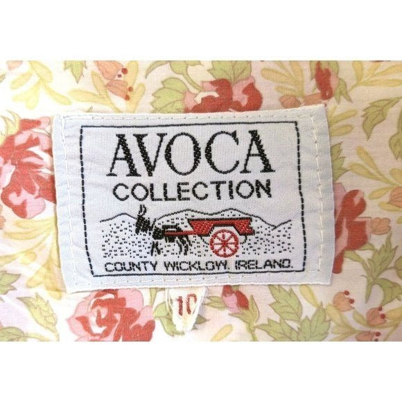 Vintage 70s/80s AVOCA COLLECTION Irish Floral Button Down 100% Cotton Size 10