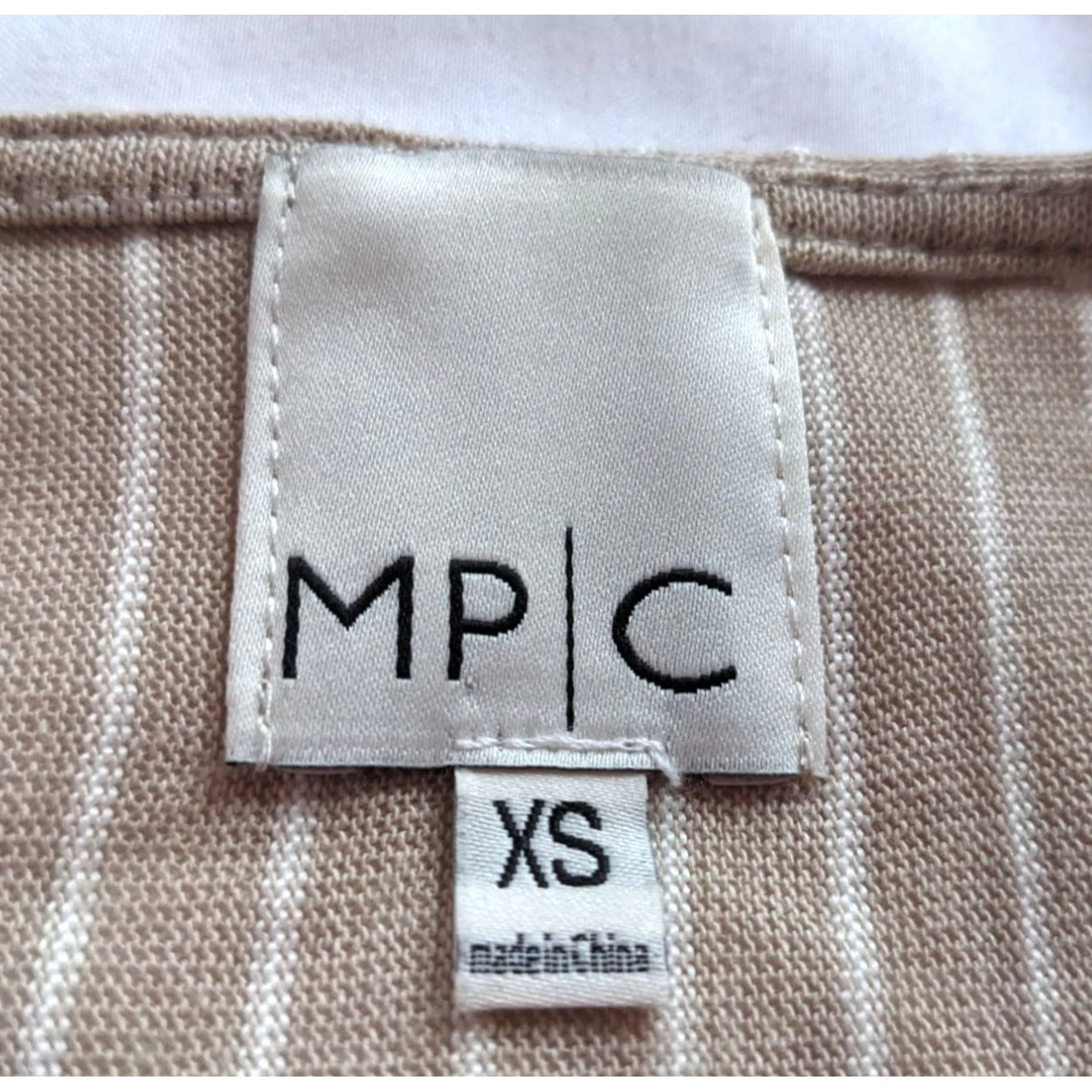 MINKPINK Tan Striped Twist Front Dress Short Sleeves Size XS