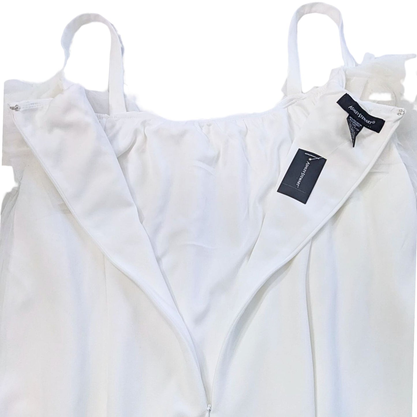 Fanciful NWT ASHLEY STEWART White Ruffled Trumpet "Sleeve Midi Dress Size 22/24