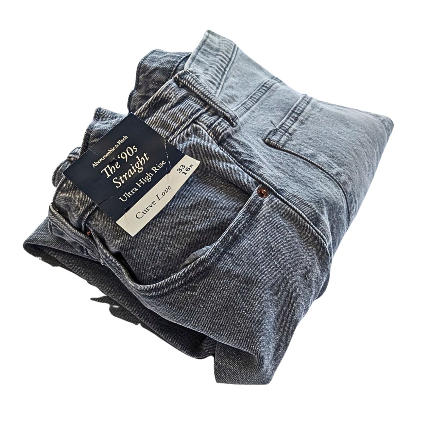 NWT ABERCROMBIE & FITCH 90s Straight Ultra High Rise Curve Love Jeans Sz 33x16R