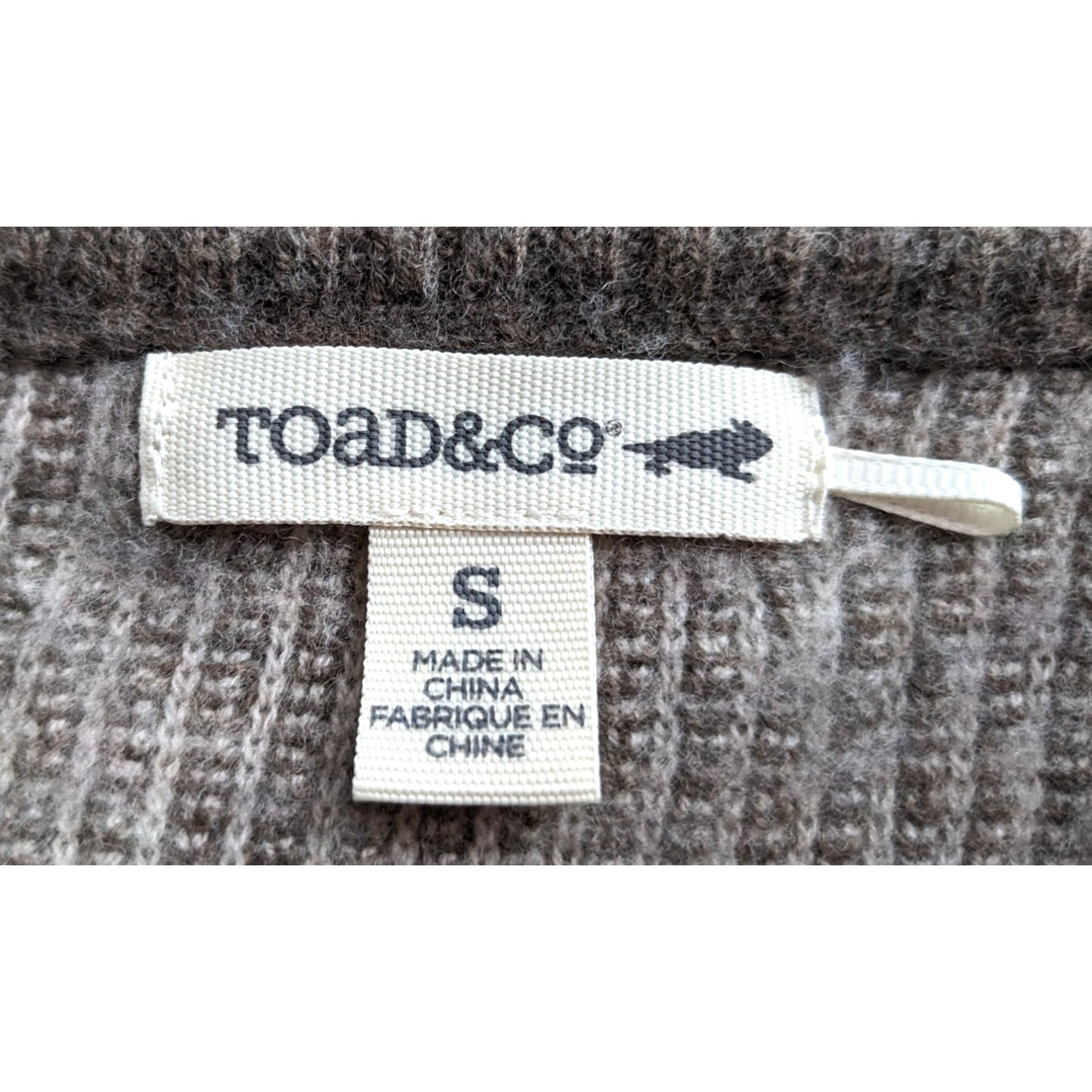 TOAD & CO Beige Non-Mulesed Lambswool Sweater w/ Lace-Up Keyhole Stripes Size S