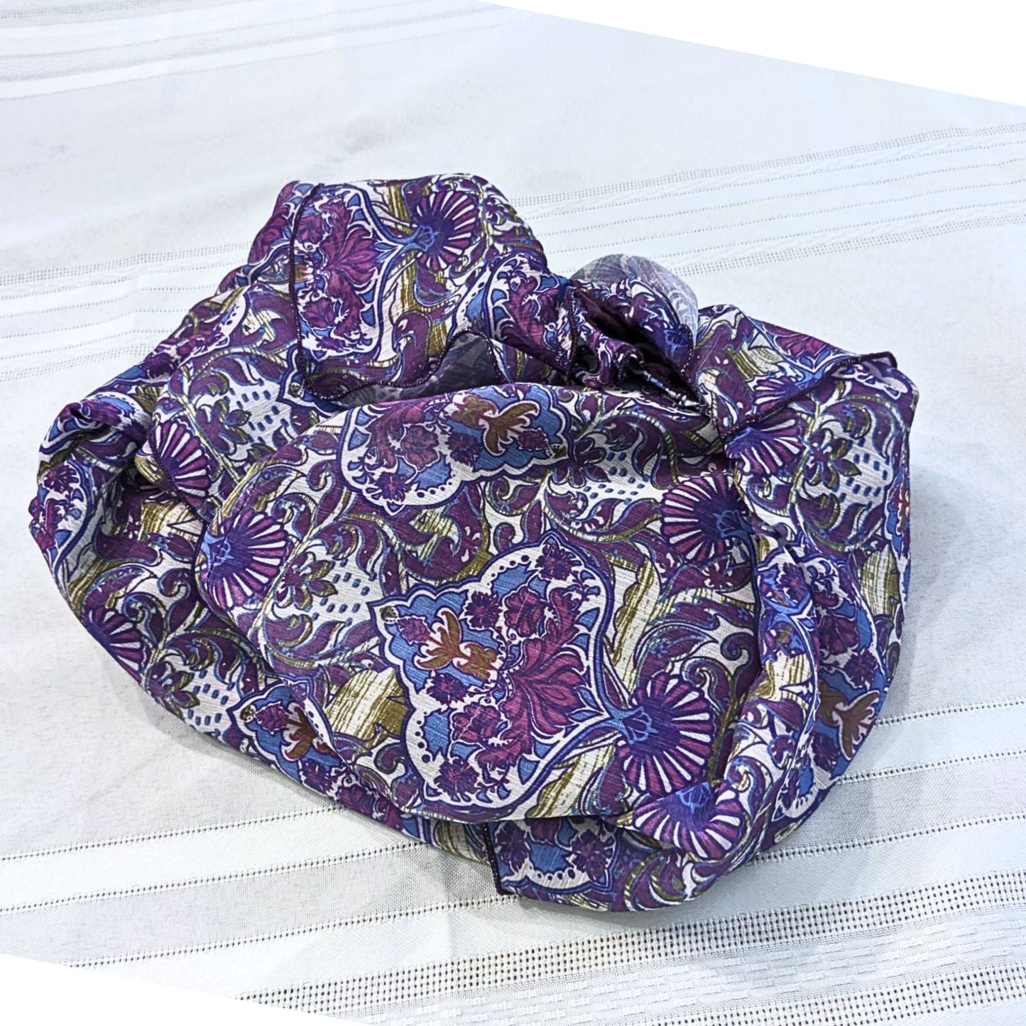 Vtg Y2K EYELASH COUTURE 1Shoulder Purple Paisley Lined Blouson Mini Dress Sz XL