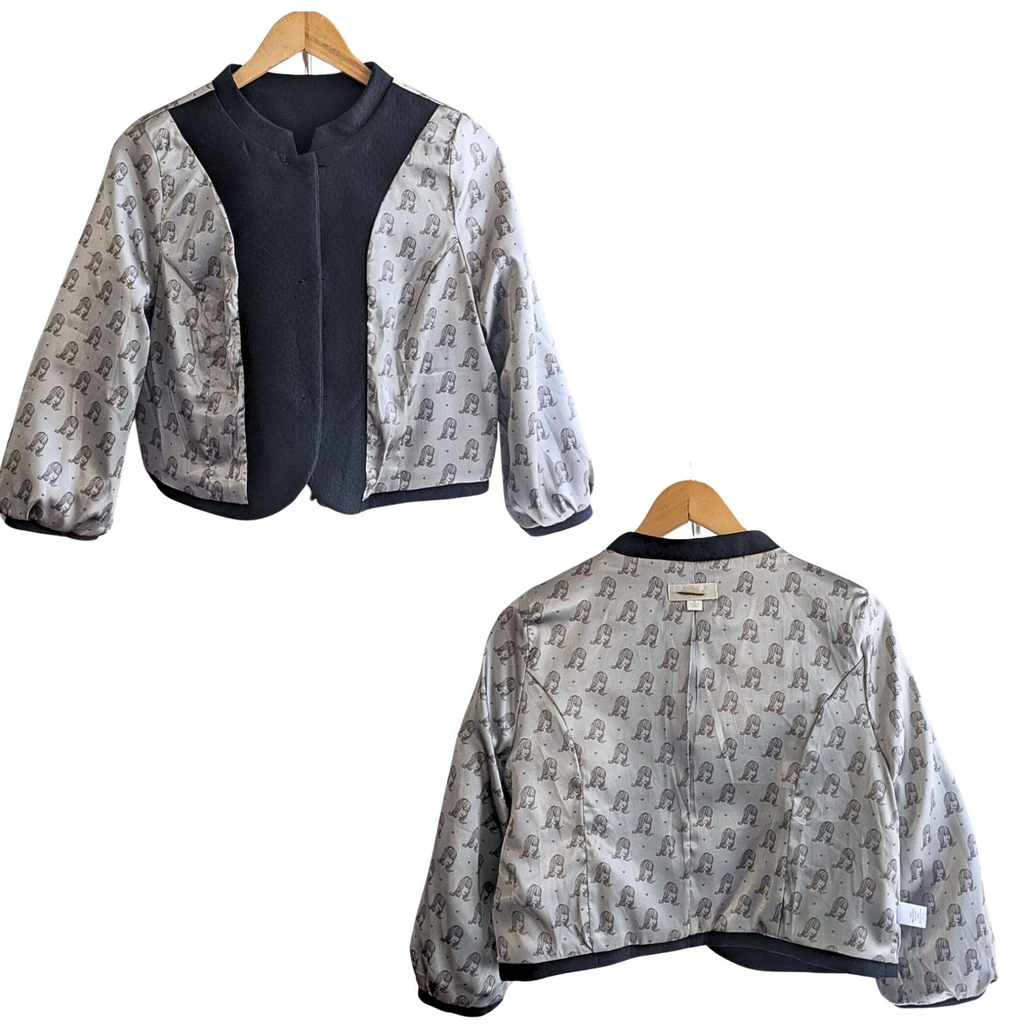 NWOT Vtg Y2K ERIN FETHERSTON for Target Black Brocade Coquette Crop Blazer SzM