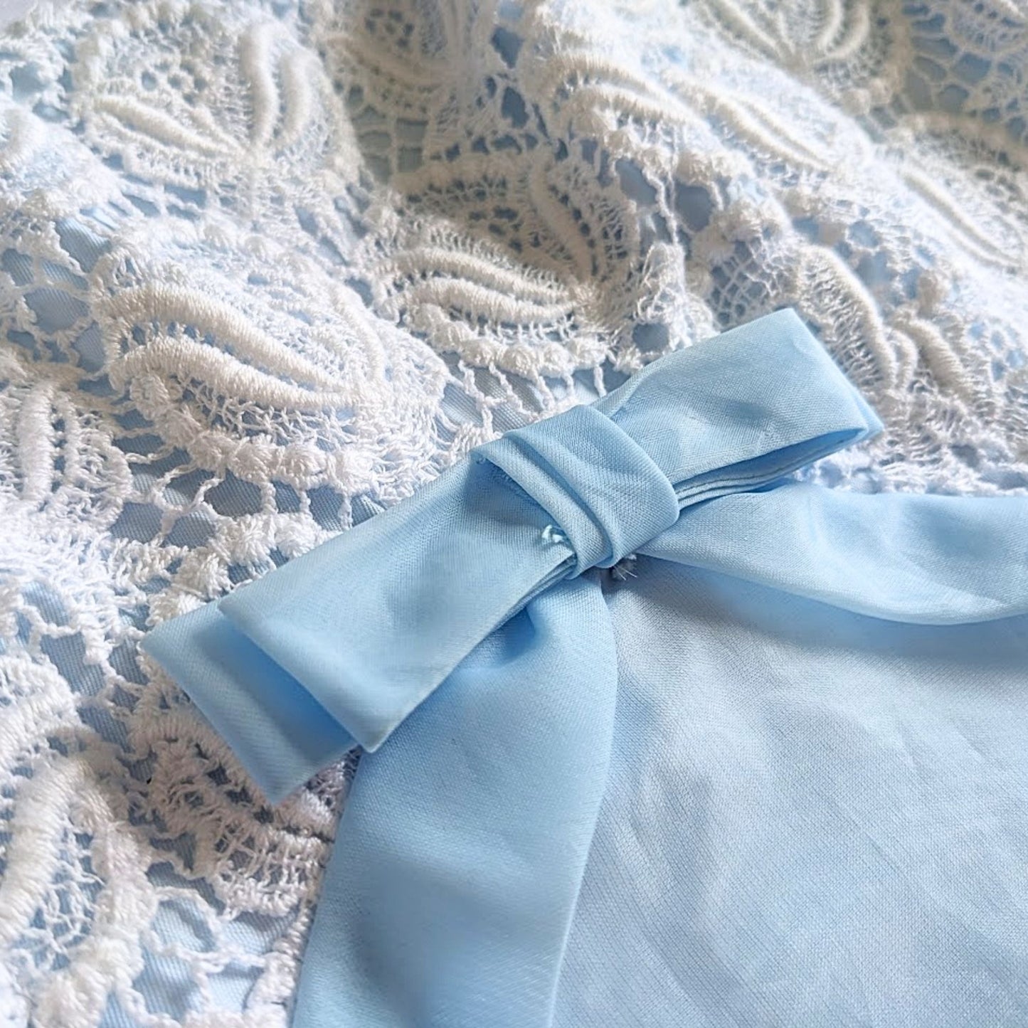 Vtg Mid-60s NADINE JR. Petites Cinderella Blue Chiffon Lace Prom Gown Size XS