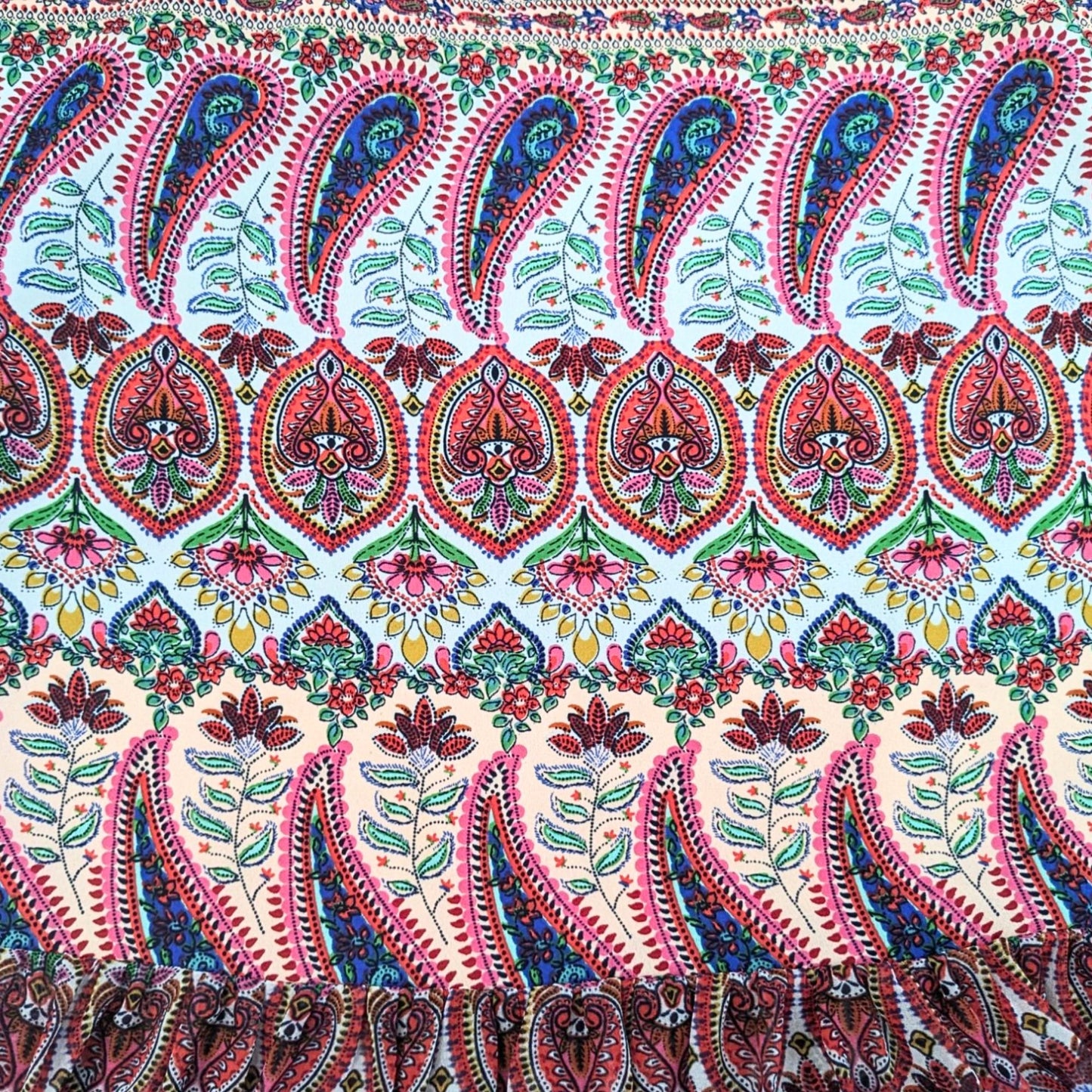 ATINA CRISTINA Boho Off Shoulder Paisley Lined Flounce Mini Sundress Size S