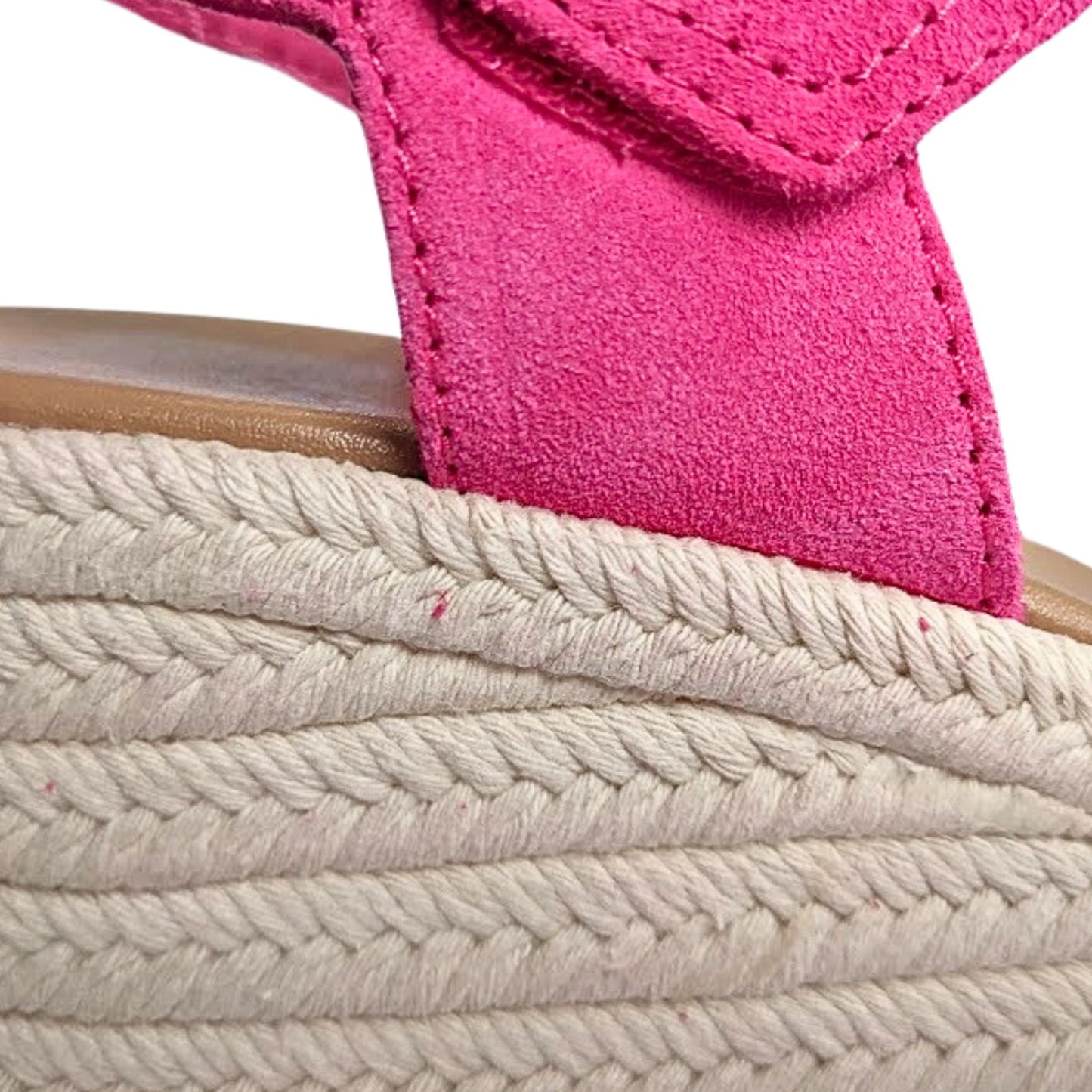 NWOT SOREL Cameron Fuschia Pink Espadrille Platform Wedge Sandal Barbiecore Size 7.5