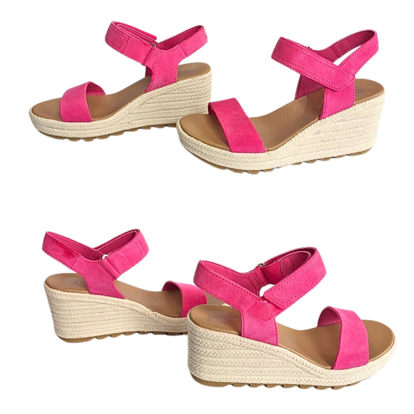 NWOT SOREL Cameron Fuschia Pink Espadrille Platform Wedge Sandal Barbiecore Size 7.5