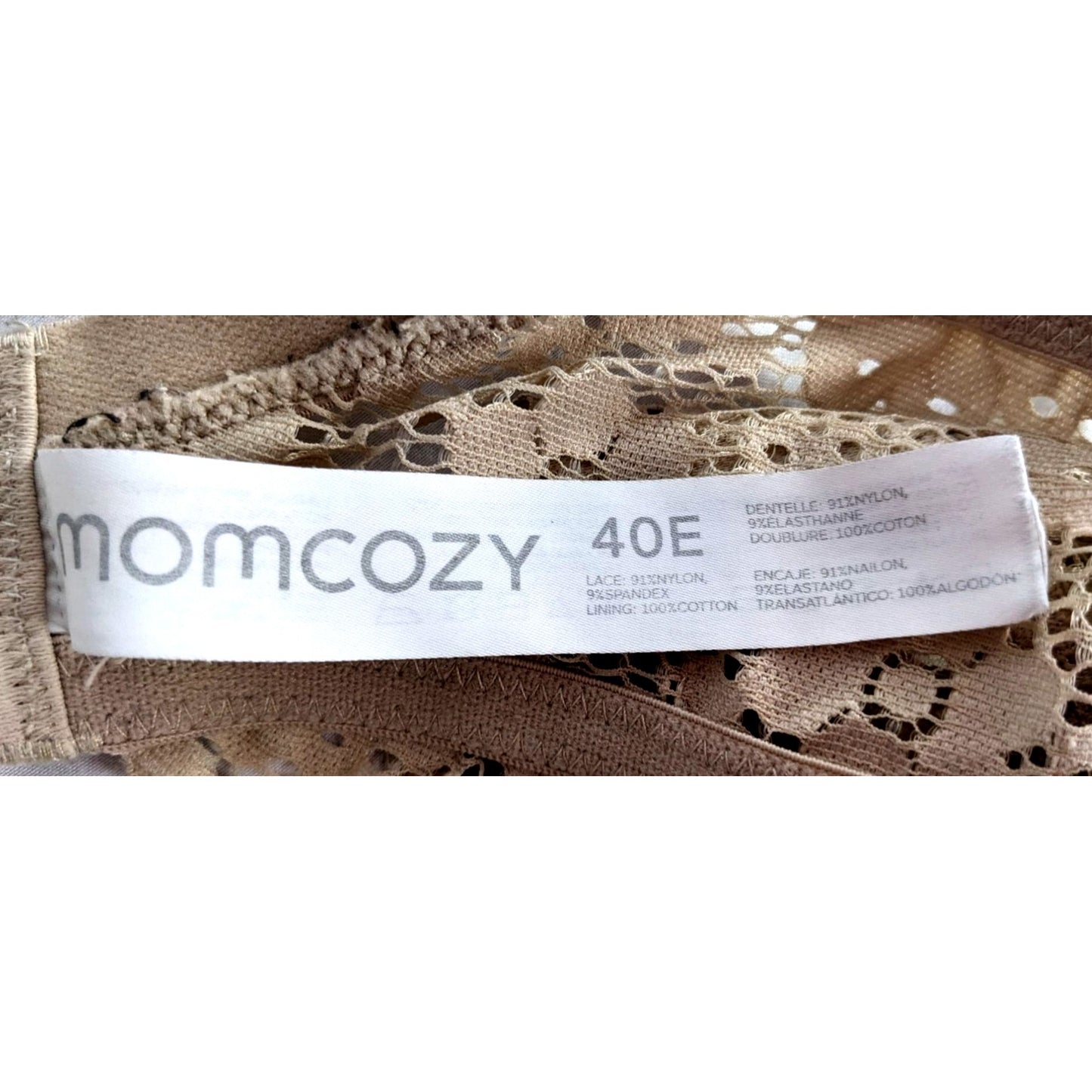 MOMCOZY Nude Nursing Bra Floral Lace Size 40E