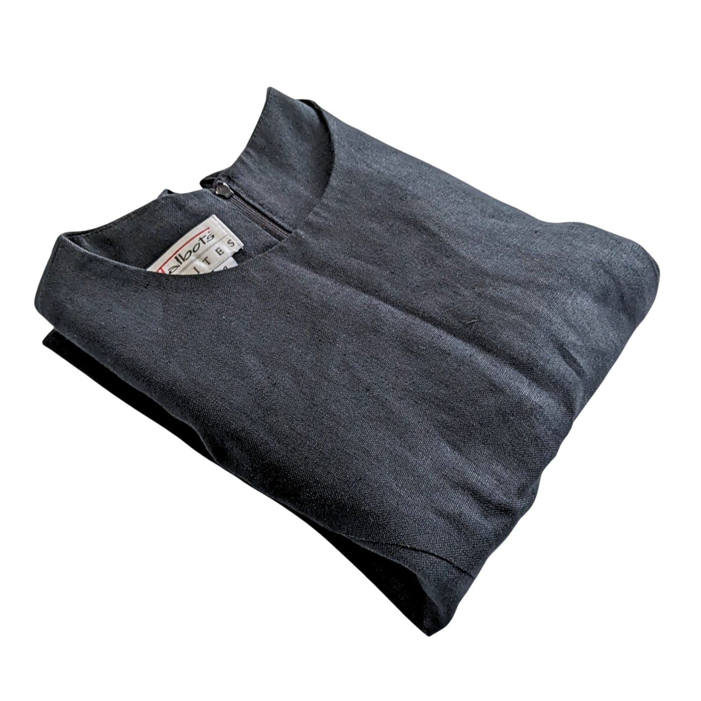 Vtg 90s TALBOTS Petites 100% Linen Tailored Black Lagenlook Sheath Dress Sz 4P