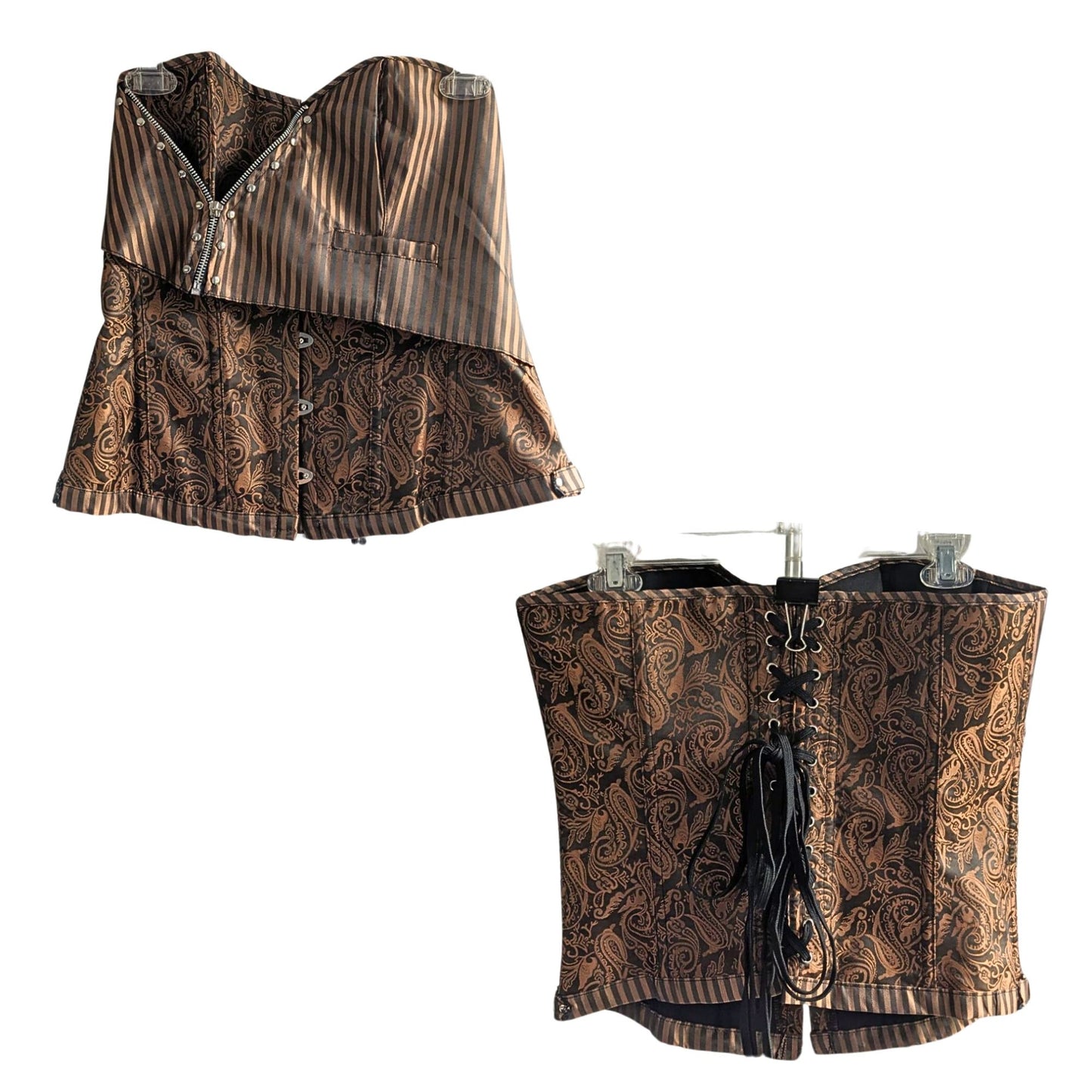 CHARMIAN COLLECTIONS Brown Steampunk Victorian Masquerade Costume Corset Size 2X