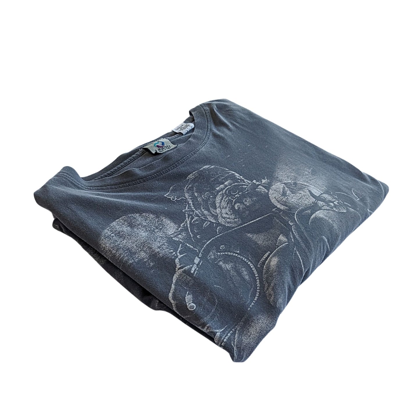 Vintage Y2K LIQUID BLUE Bulldog Motorcycle Moon SS Tee Men's Size 8X