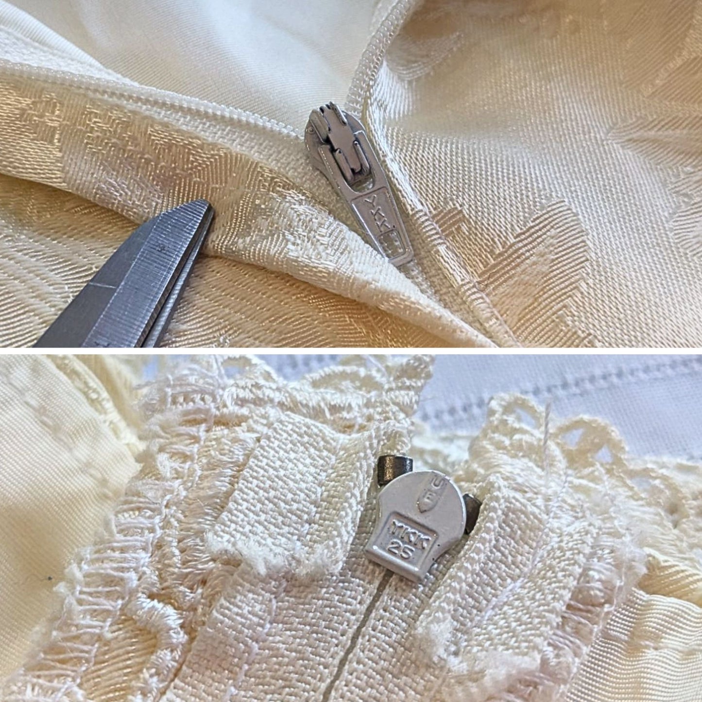 Vintage 80s LORALIE Ivory Romanian Macramé Lace Damask Wedding Sheath Dress Sz12