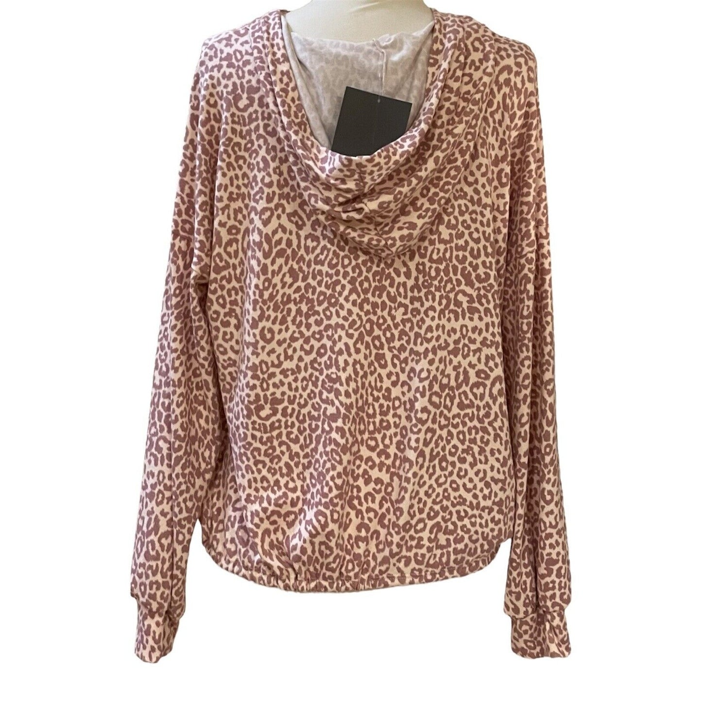 MEASURE - 🐆 NWT LE LIS Leopard Print Rose Pink tie front Hoodie Glamcore Size S