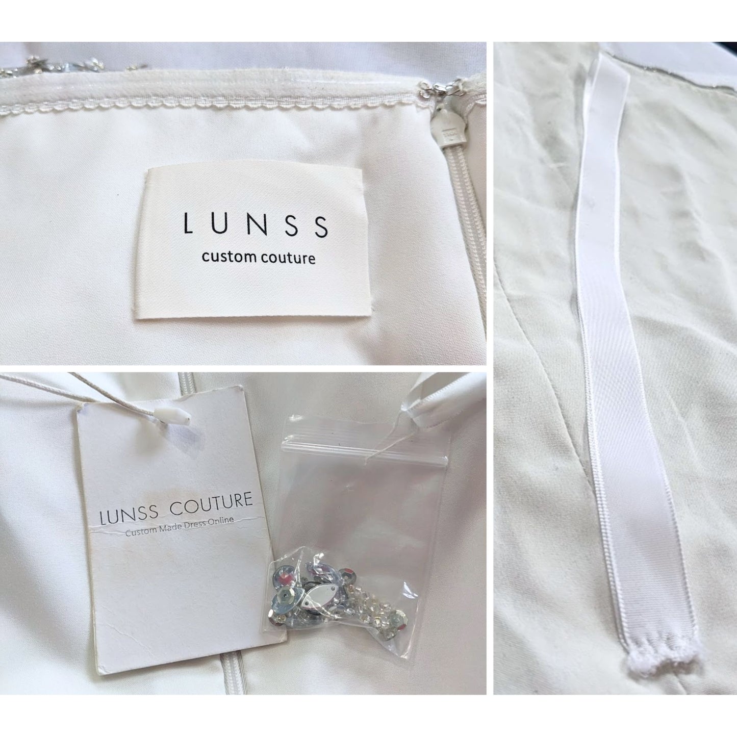 NWT LUNSS Custom Couture Silver Cinderella Wedding/Evening Gown w/Train Sz16/18
