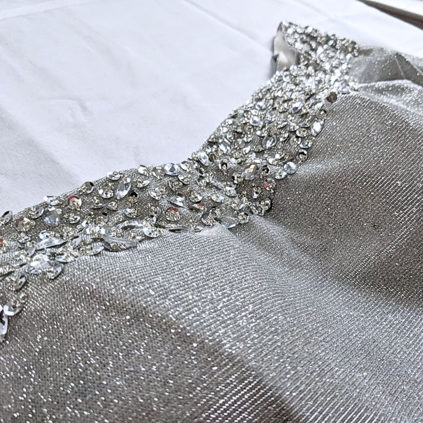 NWT LUNSS Custom Couture Silver Cinderella Wedding/Evening Gown w/Train Sz16/18
