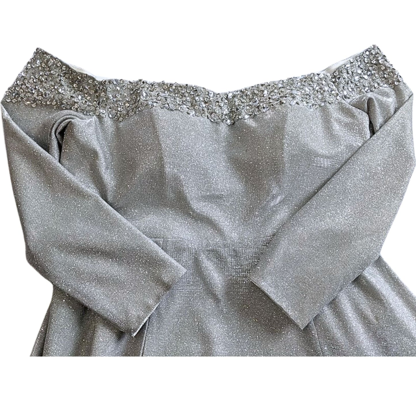 NWT LUNSS Custom Couture Silver Cinderella Wedding/Evening Gown w/Train Sz16/18