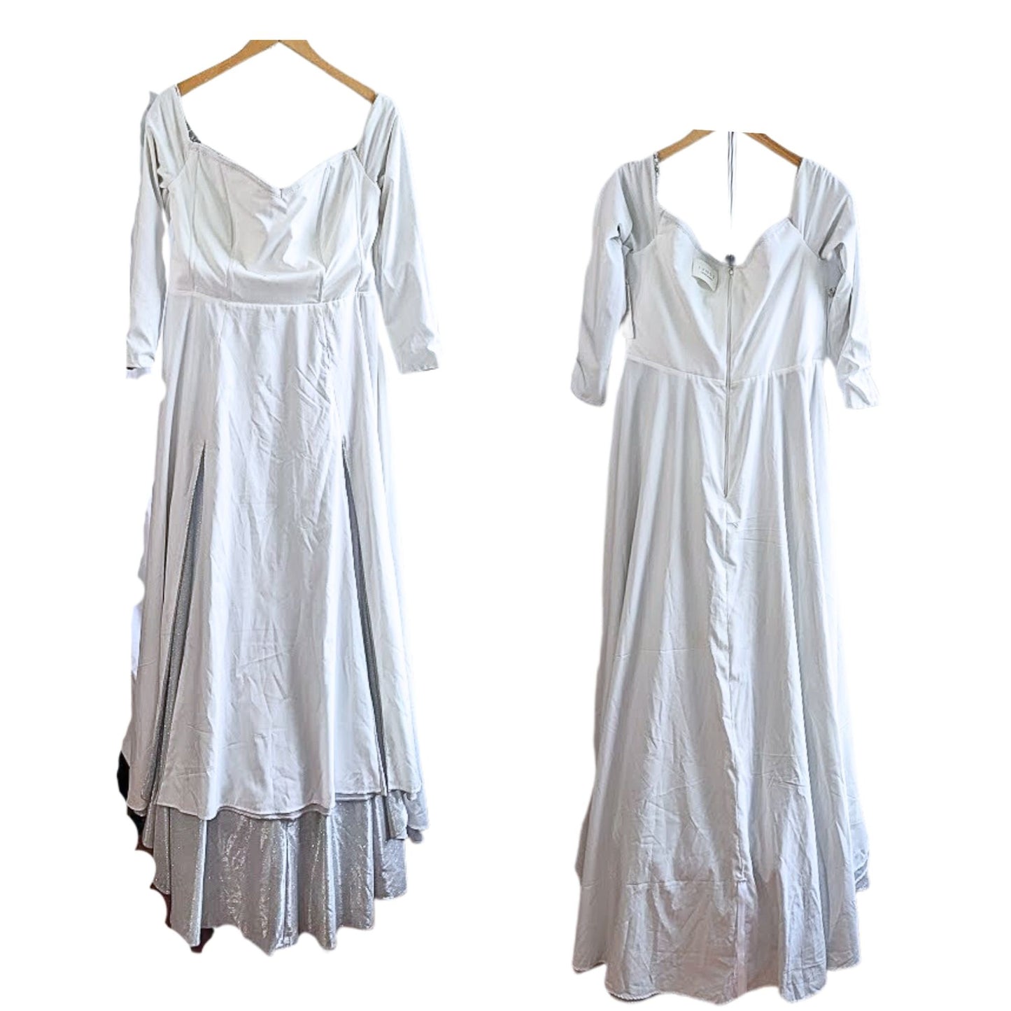 NWT LUNSS Custom Couture Silver Cinderella Wedding/Evening Gown w/Train Sz16/18