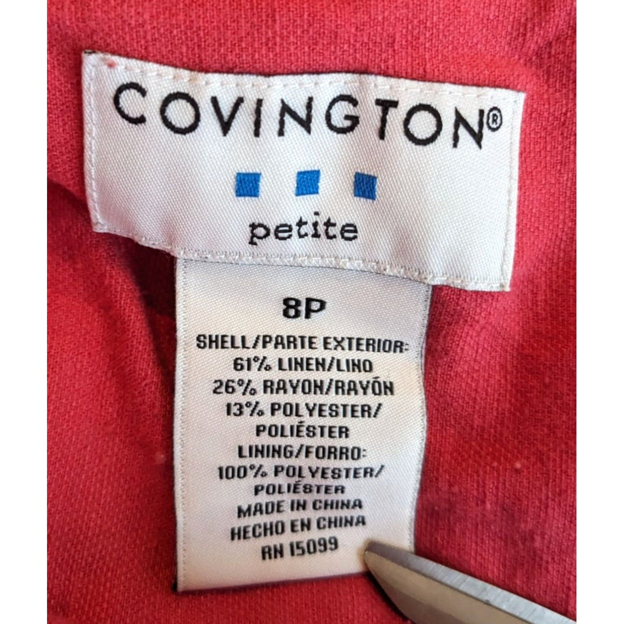Vintage 90s COVINGTON Petite Salmon Linen Blend Midi Skirt A-Line Size 8P