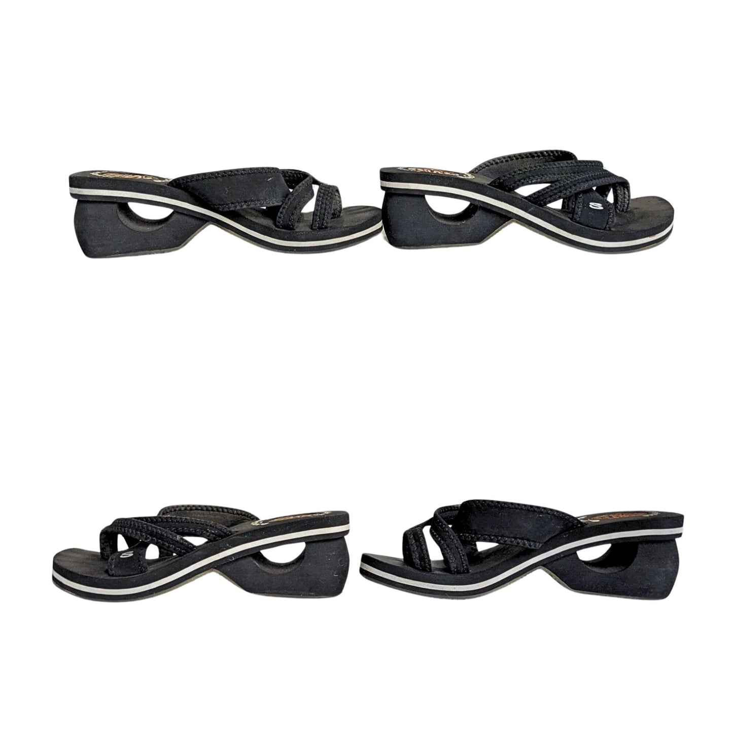 Vtg Y2K Somethin' Else from SKECHERS Black Cutout Neoprene Platform Sandals Sz 7