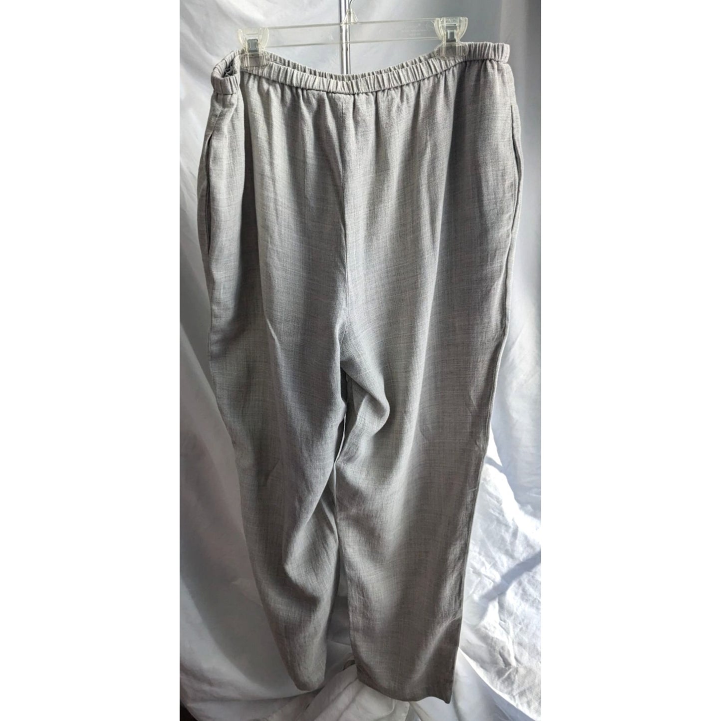 ELISABETH LIZ CLAIBORNE Gray Drawstring Linen Blend Pants w/ Pockets Size 20