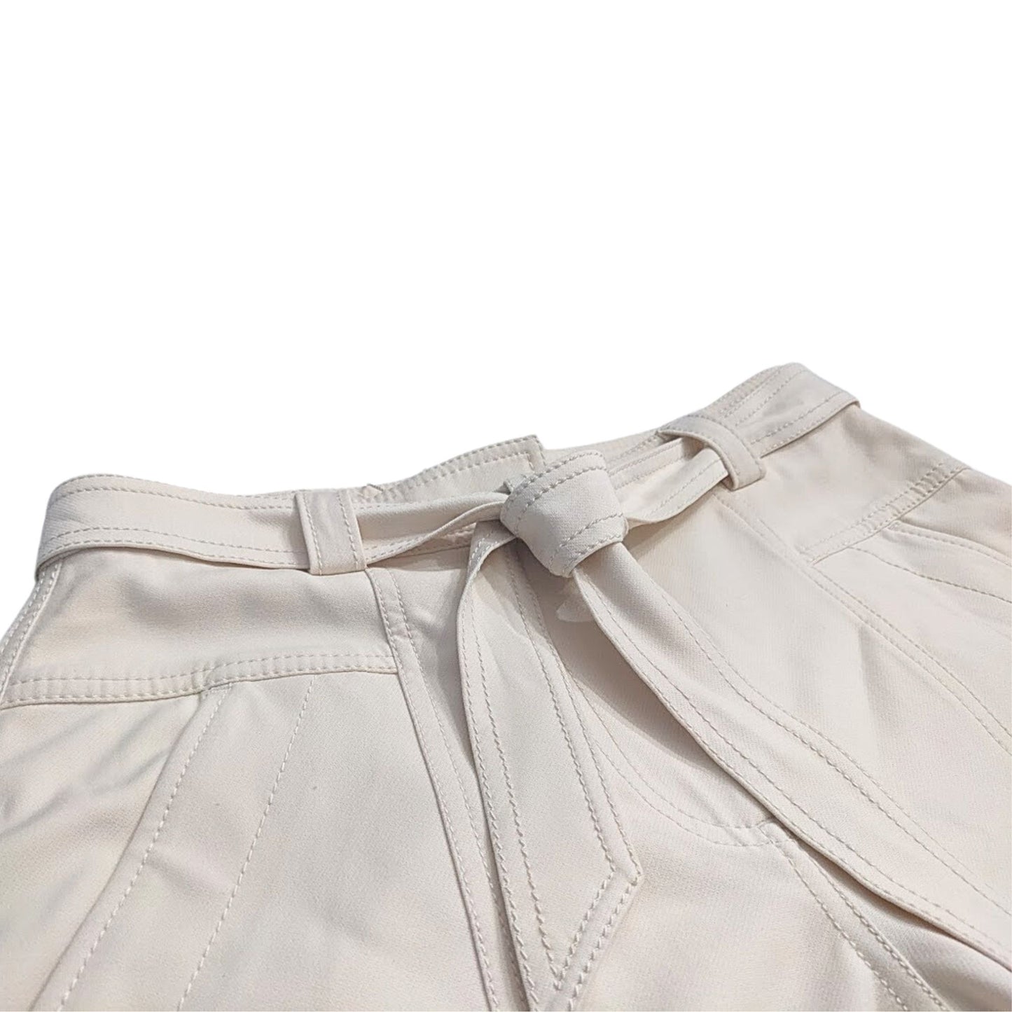 NWT REBECCA TAYLOR Cream High-Rise Straight Belted Suit Pant Size 2 MSRP $365