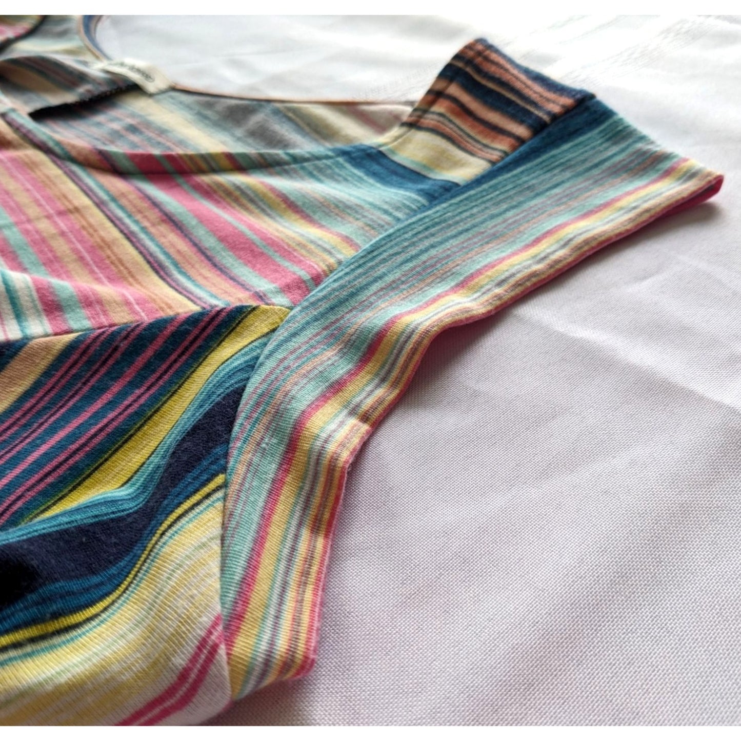 Vintage Y2K JOHNPAULRICHARD Patchwork Asymmetrical Striped Midi Dress Size 16/XL
