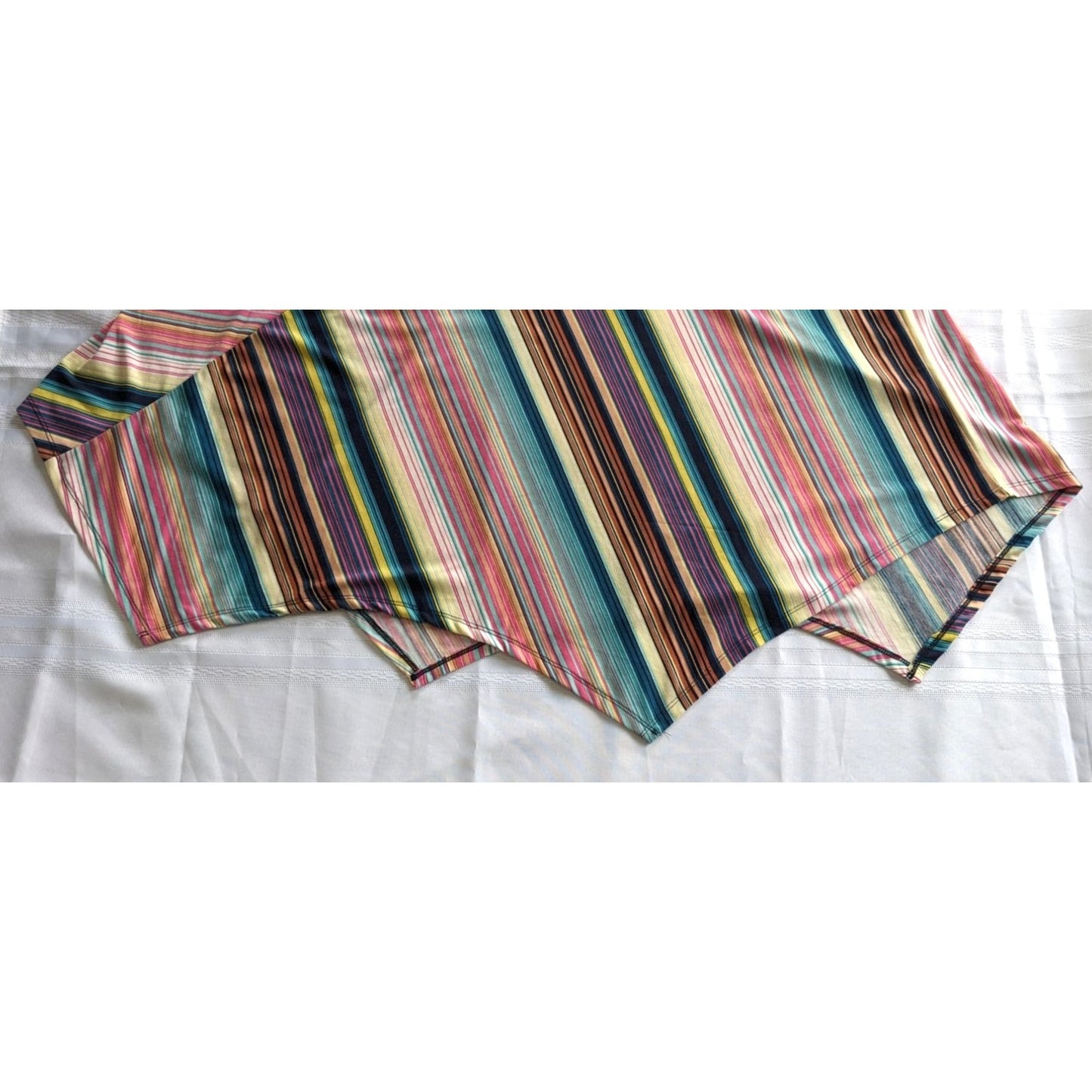 Vintage Y2K JOHNPAULRICHARD Patchwork Asymmetrical Striped Midi Dress Size 16/XL