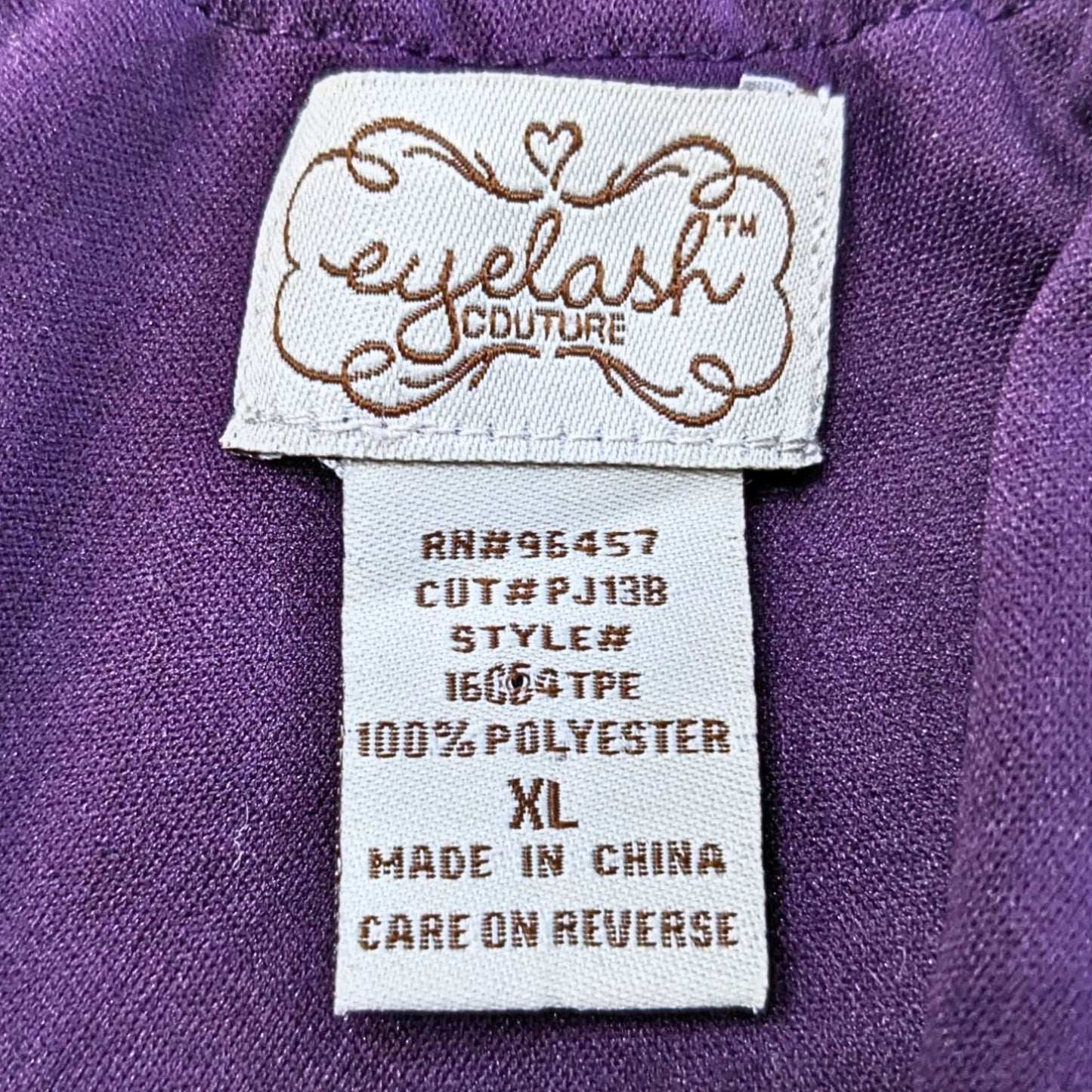Vtg Y2K EYELASH COUTURE 1Shoulder Purple Paisley Lined Blouson Mini Dress Sz XL