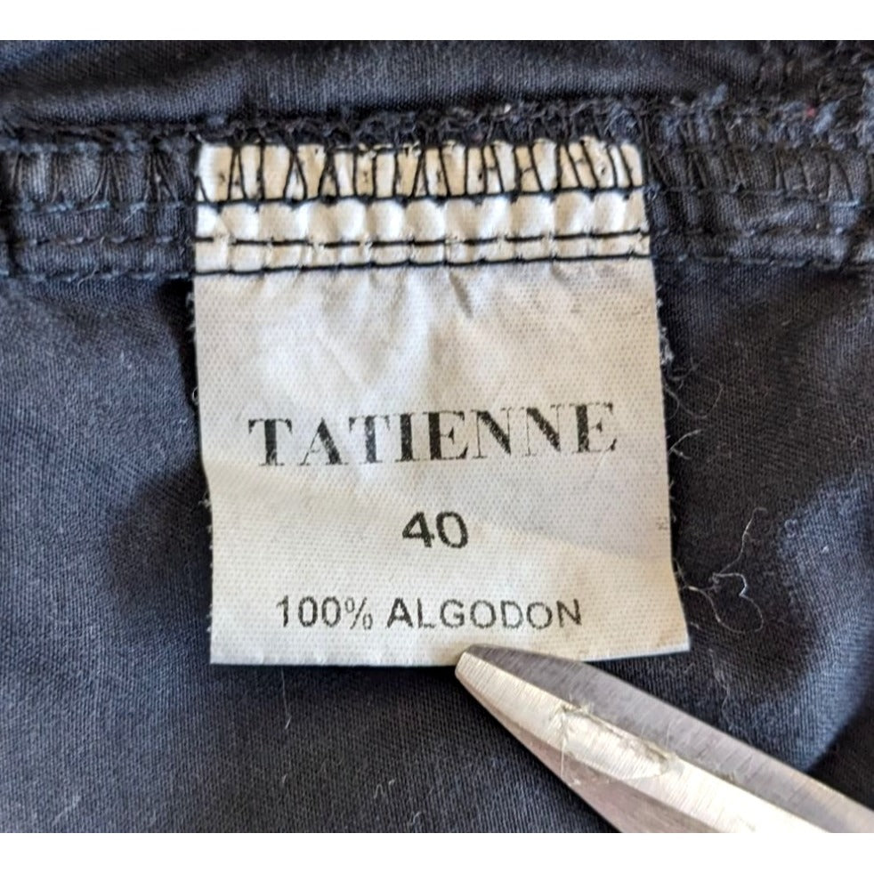 Vintage Y2K TATIENNE 100% Cotton Black Low Rise Straight Cargo Pants Size 40/12