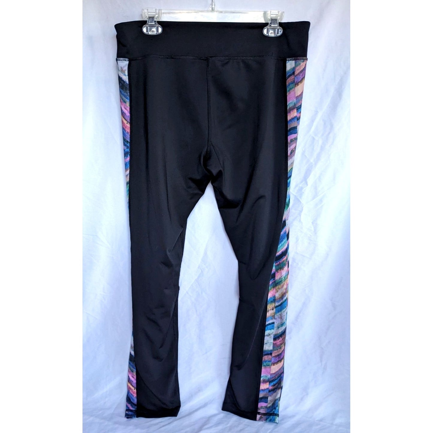 AEROPOSTALE Black Leggings w/Pastel Side Stripes Live Love Dream Size XL