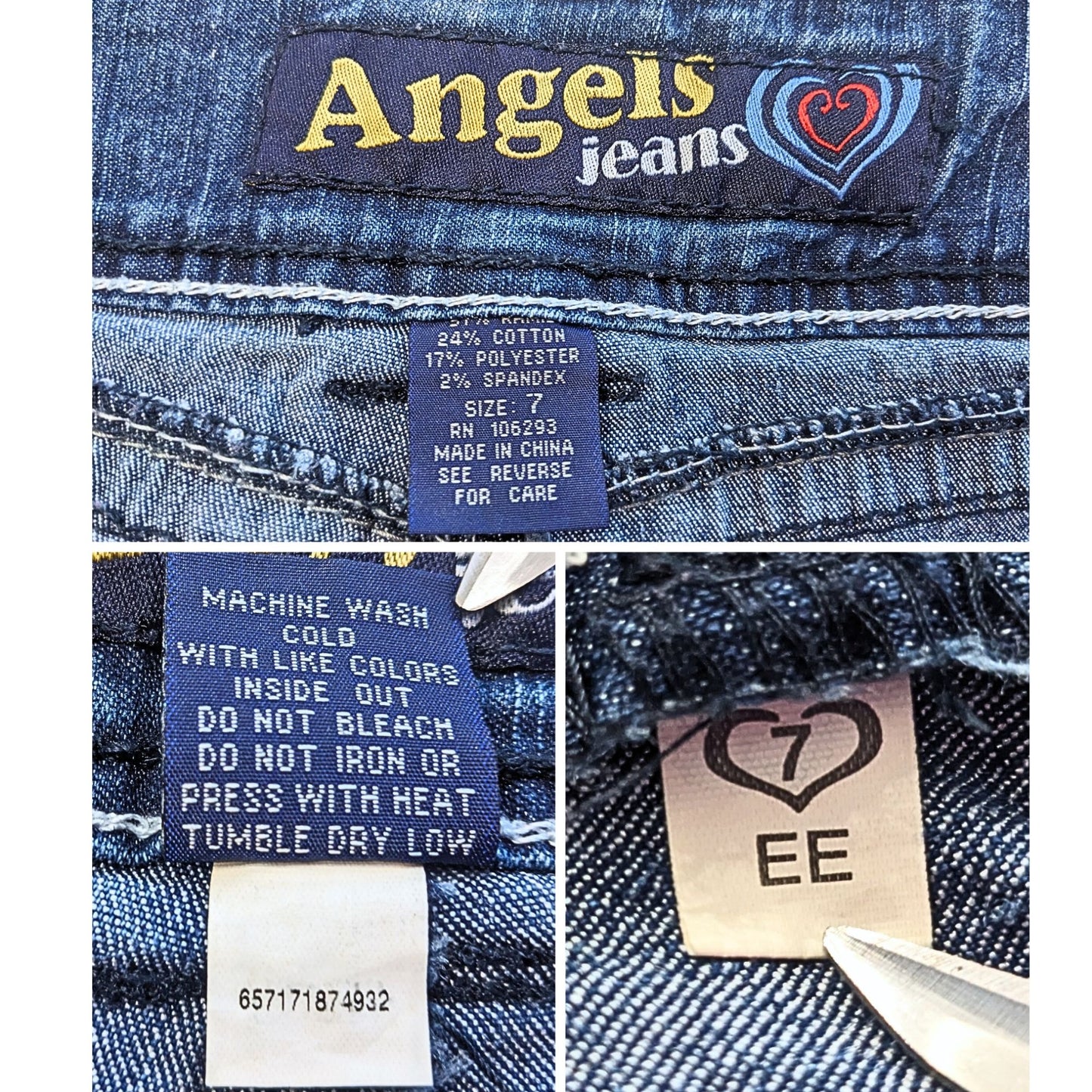 Vintage Y2K ANGELS JEANS McBling Ultra Low Rise Crop Cuff Icy Wash Jeans Size 7