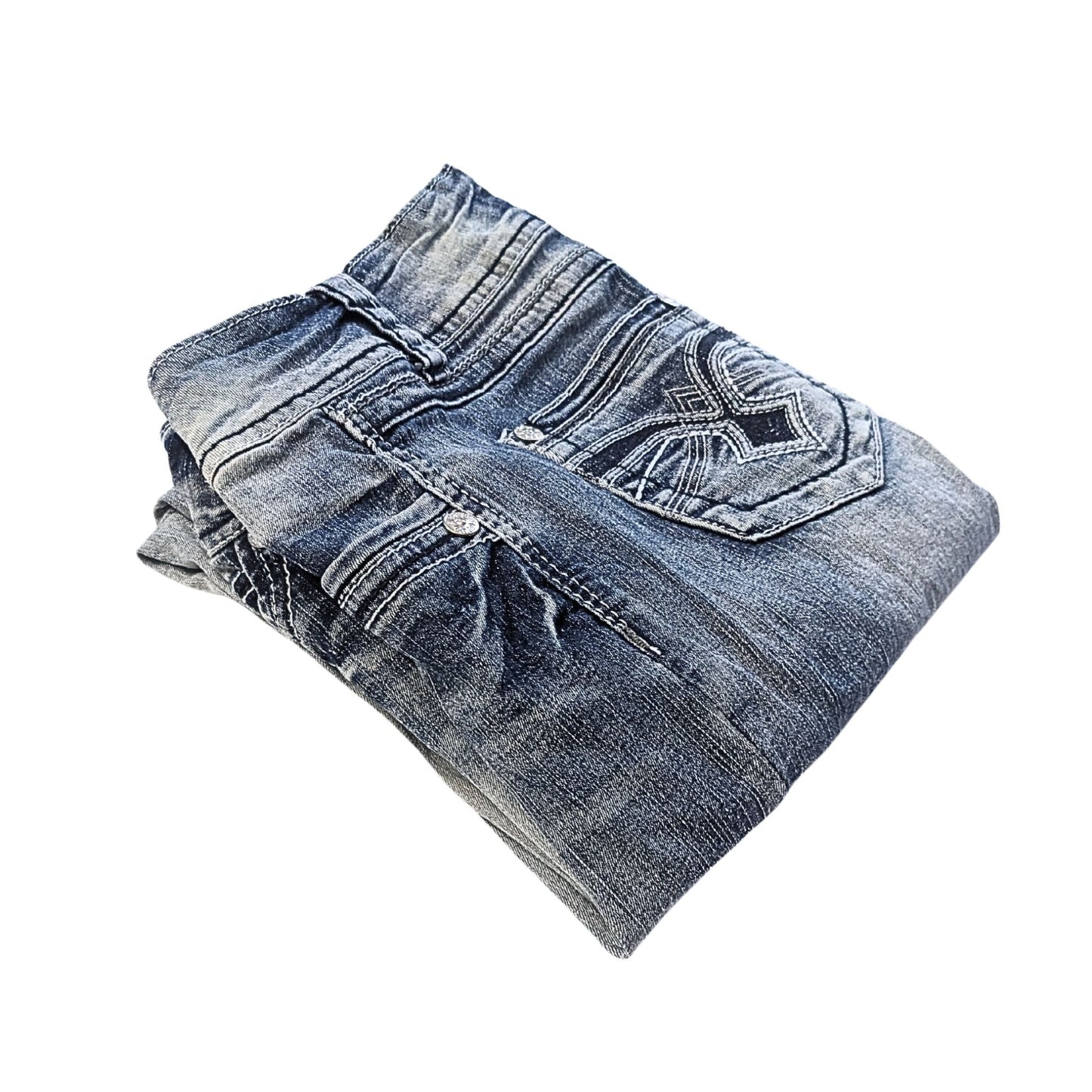 Vintage Y2K ANGELS JEANS McBling Ultra Low Rise Crop Cuff Icy Wash Jeans Size 7